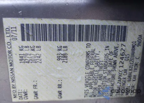 2012 Nissan Altima 2.5 S z USA, uszkodzony, nr VIN 1N4AL2APXCC124627